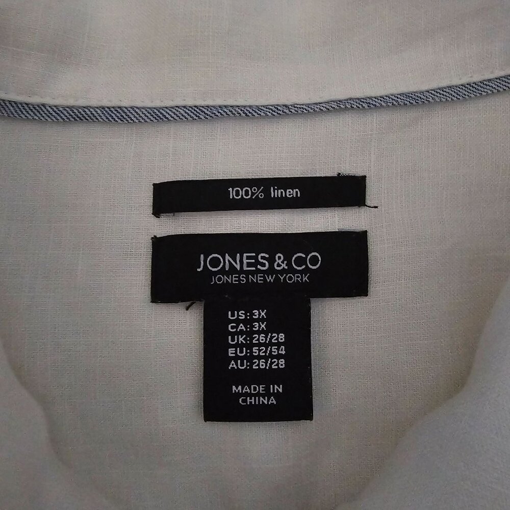 Jones & Co. 100% Linen White Button‎ Front Collared Jean-Style Jacket Size 3X - Picture 4 of 12